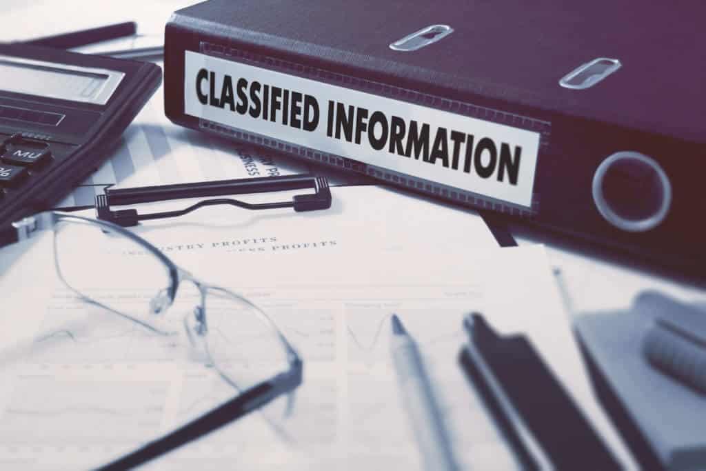 A file displaying classified information